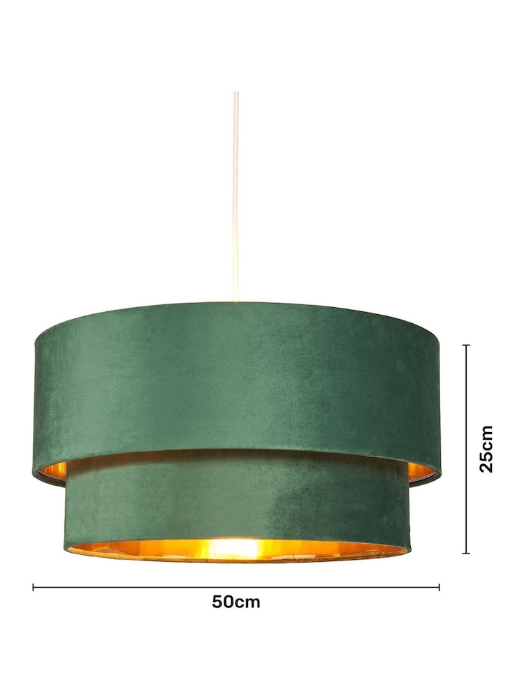 BHS Green Velvet Shade Ceiling Light - Image 5 of 5 BHS Green Velvet Shade Ceiling Light - Image 5 of 5