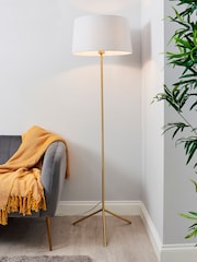 BHS Satin Brass Stassy Tripod Feet Floor Lamp - Image 1 of 4