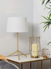 BHS Satin Brass Stassy Tripod Feet Table Lamp - Image 1 of 4