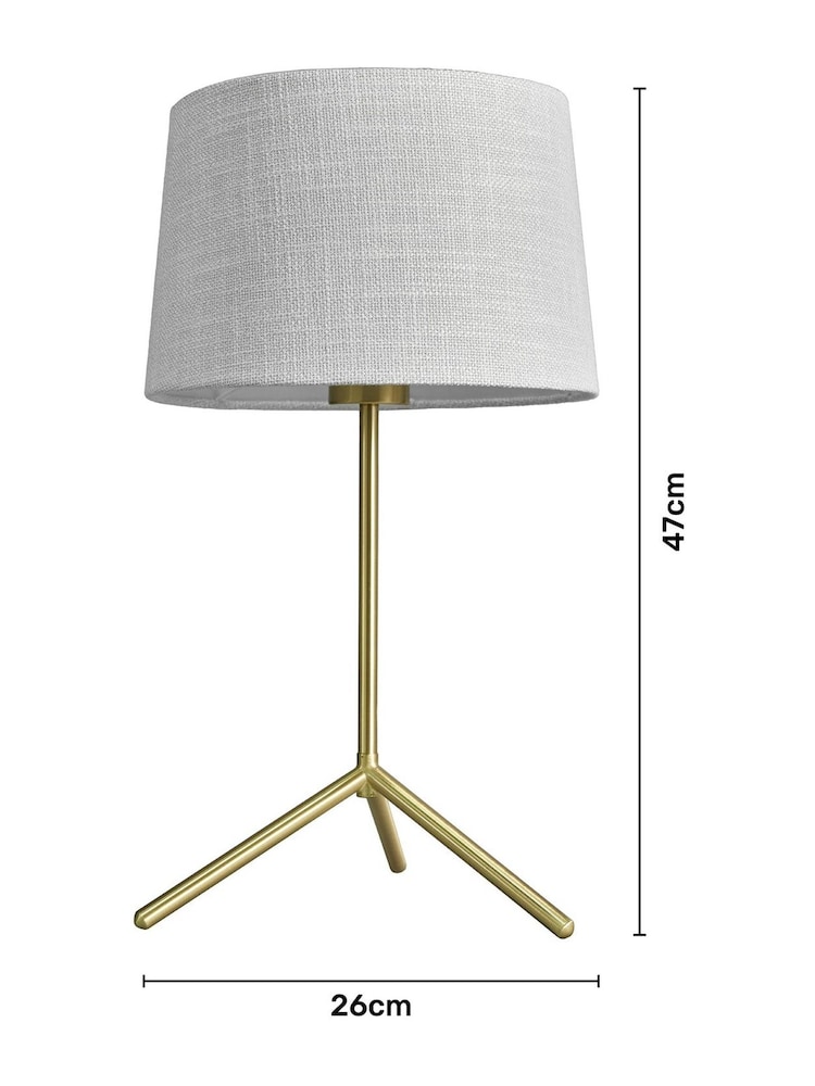 BHS Satin Brass Stassy Tripod Feet Table Lamp - Image 4 of 4