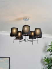 BHS Black/Chrome Mira 5 Light Semi Flush Ceiling Light - Image 1 of 4