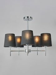 BHS Black/Chrome Mira 5 Light Semi Flush Ceiling Light - Image 3 of 4