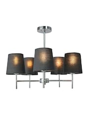 BHS Black/Chrome Mira 5 Light Semi Flush Ceiling Light - Image 4 of 4