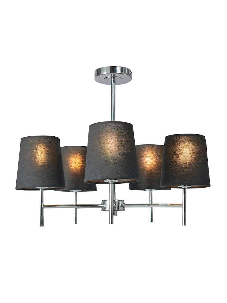 BHS Black/Chrome Mira 5 Light Semi Flush Ceiling Light - Image 4 of 4 BHS Black/Chrome Mira 5 Light Semi Flush Ceiling Light - Image 4 of 4