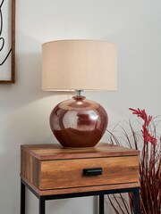 BHS Red Reactive Glaze Ceramic Table Lamp - Image 1 of 3
