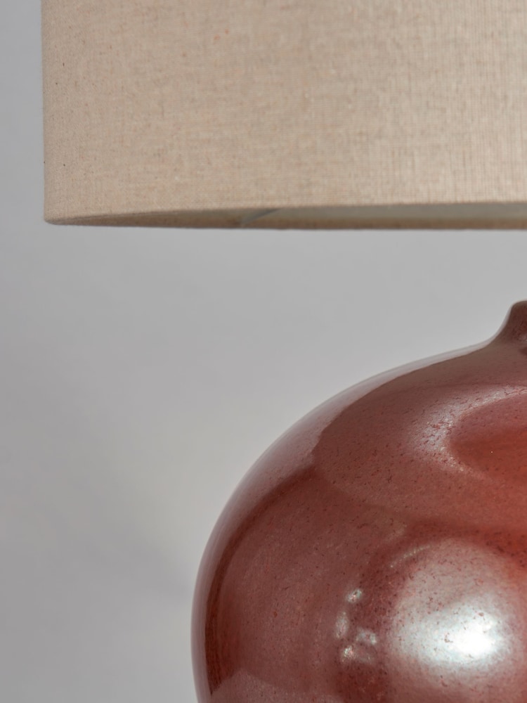 BHS Red Reactive Glaze Ceramic Table Lamp - Image 2 of 3