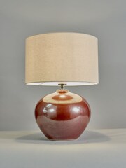 BHS Red Reactive Glaze Ceramic Table Lamp - Image 3 of 3