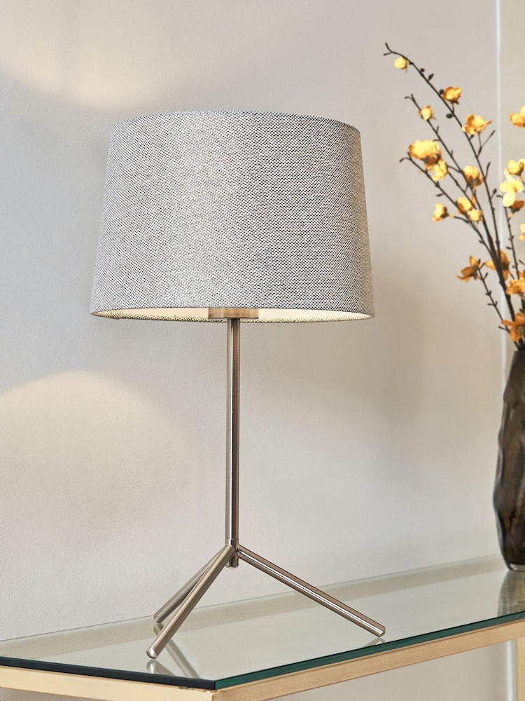 BHS Satin Nickel Stassy Tripod Feet Table Lamp - Image 1 of 5