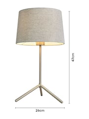BHS Satin Nickel Stassy Tripod Feet Table Lamp - Image 4 of 5
