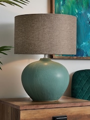 BHS Green Reactive Glaze Ceramic Table Lamp - Image 1 of 5