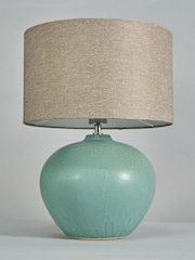 BHS Green Reactive Glaze Ceramic Table Lamp - Image 2 of 5