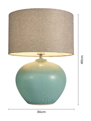 BHS Green Reactive Glaze Ceramic Table Lamp - Image 4 of 5