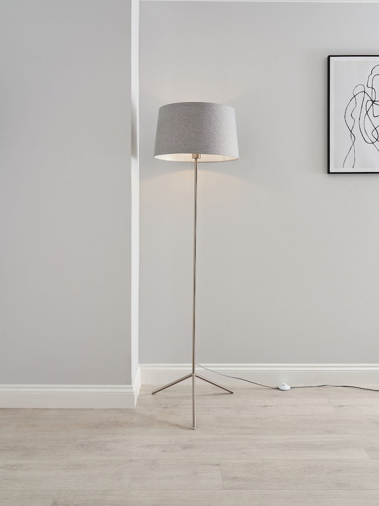 BHS Satin Nickel Stassy Tripod Feet Floor Lamp - Image 1 of 5