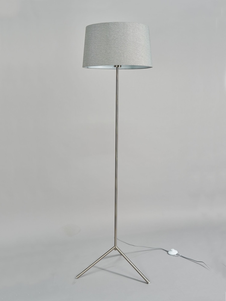 BHS Satin Nickel Stassy Tripod Feet Floor Lamp - Image 2 of 5