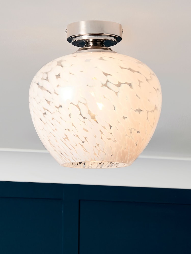 BHS Nickel Agnes Flakestone Semi Flush Ceiling Light - Image 1 of 4