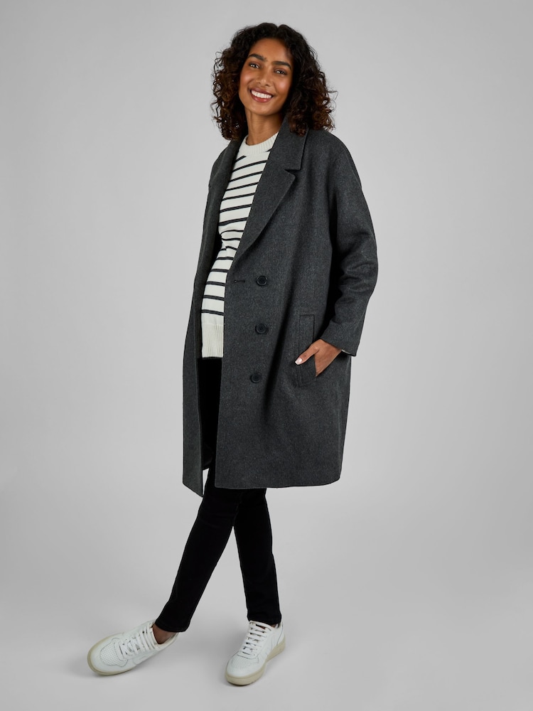 JoJo Maman Bébé Grey Maternity Tailored Coat - Image 1 of 5