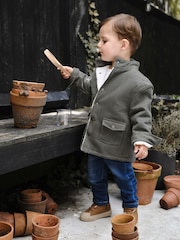 JoJo Maman Bébé Khaki Green Reversible Cord & Teddy Fleece Jacket - Image 1 of 9
