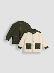 JoJo Maman Bébé Khaki Green Reversible Cord & Teddy Fleece Jacket - Image 5 of 9