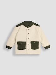 JoJo Maman Bébé Khaki Green Reversible Cord & Teddy Fleece Jacket - Image 6 of 9