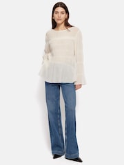 Jigsaw White Gauze Viscose Ruched Top - Image 1 of 7