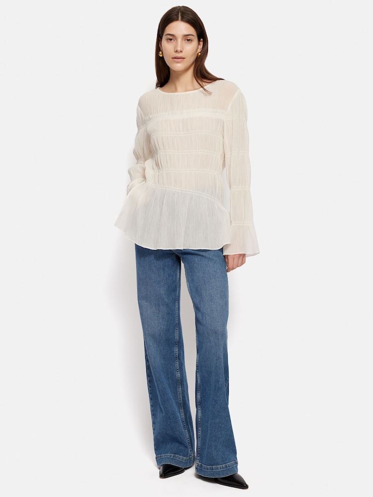 Jigsaw White Gauze Viscose Ruched Top - Image 1 of 7