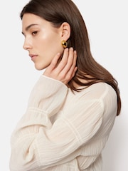Jigsaw White Gauze Viscose Ruched Top - Image 2 of 7