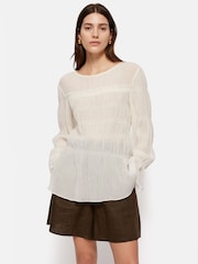 Jigsaw White Gauze Viscose Ruched Top - Image 3 of 7