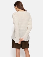 Jigsaw White Gauze Viscose Ruched Top - Image 5 of 7