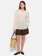 Jigsaw White Gauze Viscose Ruched Top - Image 6 of 7