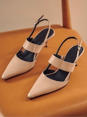 Jigsaw Nude Leather Kitten Heels - Image 1 of 6
