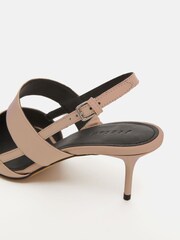 Jigsaw Nude Leather Kitten Heels - Image 4 of 6