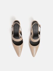 Jigsaw Nude Leather Kitten Heels - Image 5 of 6