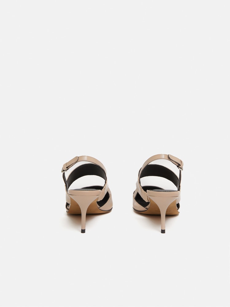 Jigsaw Nude Leather Kitten Heels - Image 6 of 6
