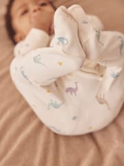 MORI Cream Dinosaur Print Viscose Cotton Blend Zip Up Sleepsuit - Image 2 of 4