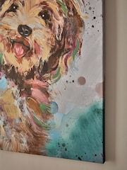 Teal Blue Large Charlie Cockapoo Dog Canvas Wall Art - Image 3 of 5