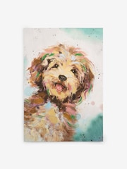 Teal Blue Large Charlie Cockapoo Dog Canvas Wall Art - Image 4 of 5