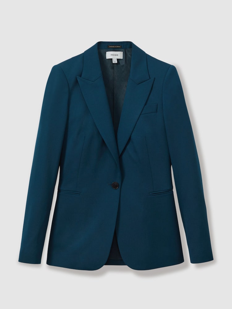 Reiss Teal Jade Wool Blend Single Breasted Suit Blazer - Image 2 of 5