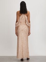 Raishma Nude Embellished Cross Front Maxi Dress - Image 4 of 5