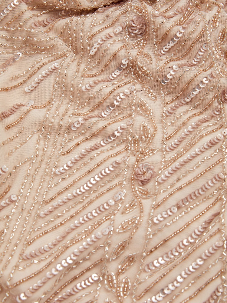 Raishma Nude Embellished Cross Front Maxi Dress - Image 5 of 5 Raishma Nude Embellished Cross Front Maxi Dress - Image 5 of 5