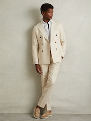 Reiss Blue Stripe Ruban Linen Button-Through Shirt - Image 5 of 6