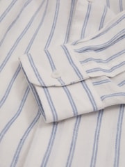 Reiss Blue Stripe Ruban Linen Button-Through Shirt - Image 6 of 6