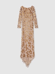 Raishma Nude Embellished Asymmetric Maxi Dress - Image 2 of 5
