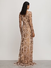 Raishma Nude Embellished Asymmetric Maxi Dress - Image 4 of 5
