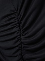 Reiss Charcoal Lenara Ruche Front Capped Sleeve Jersey Midi Dress - Image 5 of 5