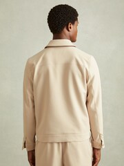 Reiss Ecru/Brown Stripe Roy Relaxed Contrast Pipe Detail Jacket - Image 4 of 6