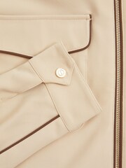 Reiss Ecru/Brown Stripe Roy Relaxed Contrast Pipe Detail Jacket - Image 6 of 6