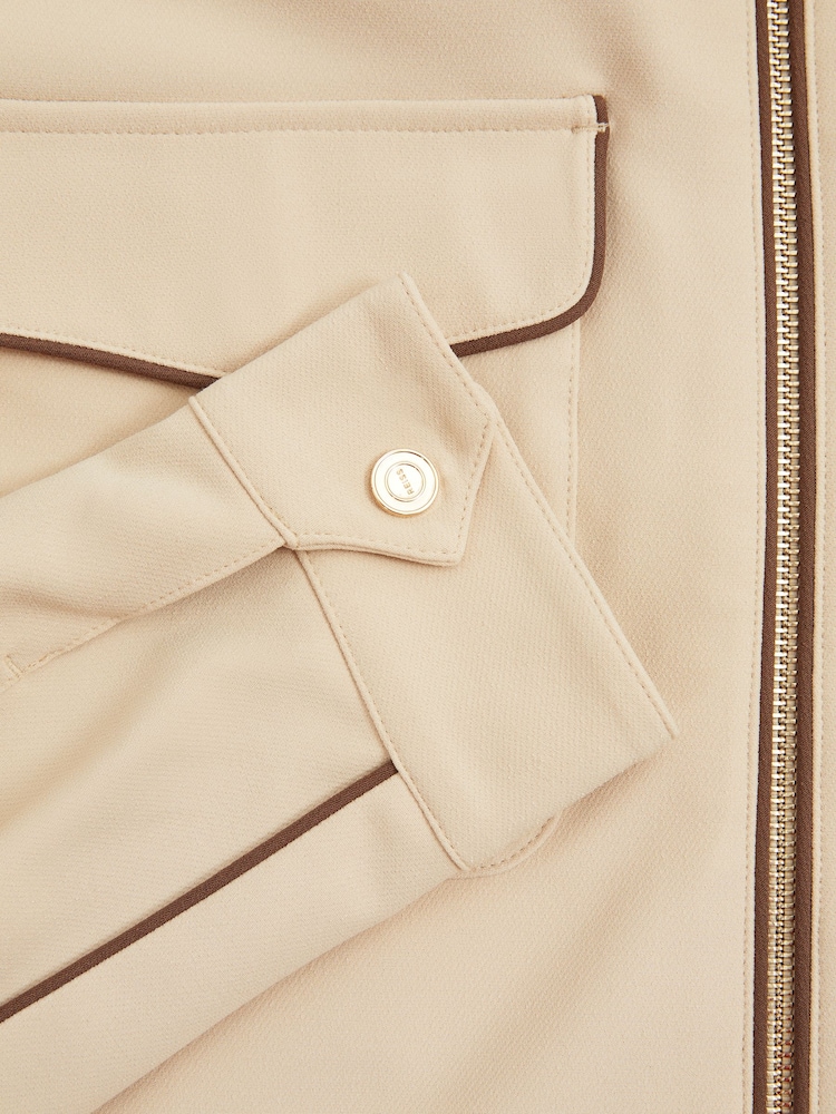 Reiss Ecru/Brown Stripe Roy Relaxed Contrast Pipe Detail Jacket - Image 6 of 6