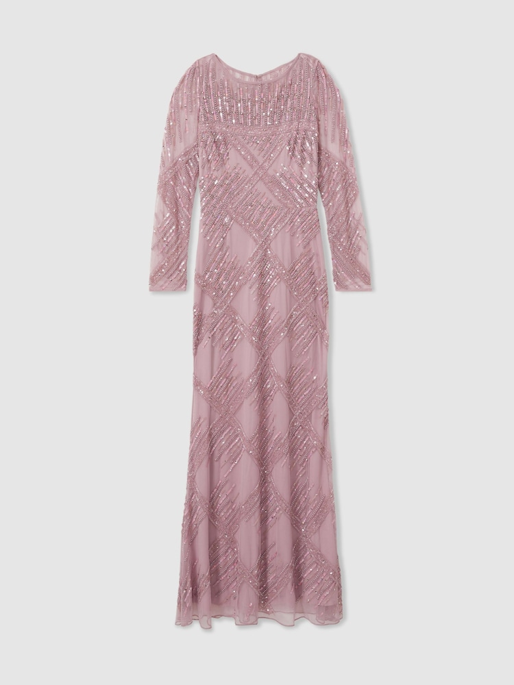 Raishma Maxikleid in Pink aus Mesh mit transparenten Ärmeln - Bild 2 von 5 Raishma Maxikleid in Pink aus Mesh mit transparenten Ärmeln - Bild 2 von 5