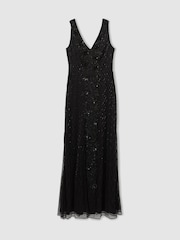 Raishma Embellished Mesh Black Maxi Dress - Image 2 of 5