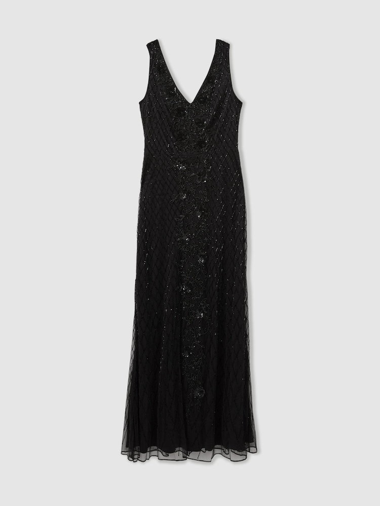 Raishma Embellished Mesh Black Maxi Dress - Image 2 of 5